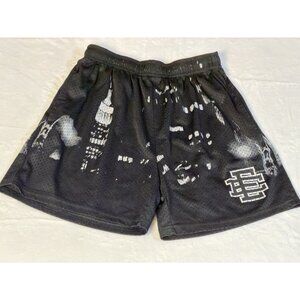 Eric Emanuel Shorts Mens Medium Black Mesh NYC Print Streetwear Gym